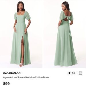 Azazie Agave Backless A-Line Dress